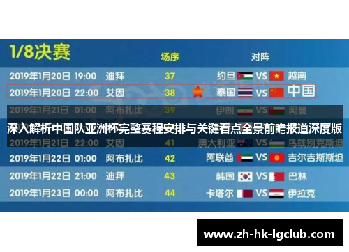 深入解析中国队亚洲杯完整赛程安排与关键看点全景前瞻报道深度版